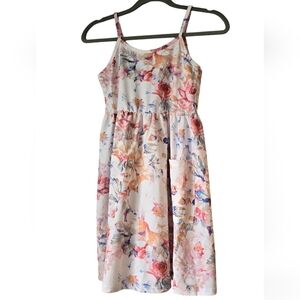 Floral Sundress | spaghetti straps | size 10-12 girls | front pockets